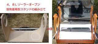 ４．８Ｌソーラーオーブン　放物面筒型スタンドの組み立て